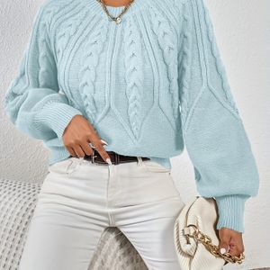 Slanke Twisted Trui - Kleur Ronde Hals Kabel/P Twist Voorkant, Elegante Casual Trui voor & Semi-Formele Kleding, Handwasbare Knitwear (Op Voorraad)