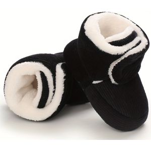 1 Paar Winter Enkelhoge Laarsjes voor Peuters - Gezellige Kleur Stoffen Bovenkant met Warme Voering, Antislipzool en Slip-On Sluiting voor Baby's - Casual Gesloten Teen Booties voor Kinderen