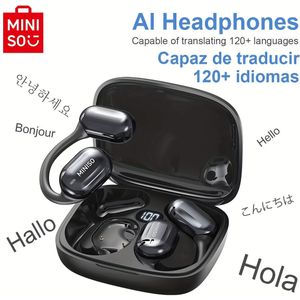 MINISO MS162 AI Vertaal Oordopjes Draadloze Headphones Chatset Office Reizen, 16mm Driver Unit OWS Oortelefoons, Sportoordopjes met Haakjes