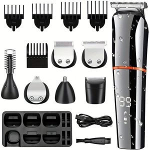 Surker Haartrimmer Set 6In1 Haartrimmer voor Mannen Elektrische Lichaamshaarverwijdering Machine USB Opladen Scheerapparaat LED Display Neustrimmer
