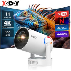 EXGODY Gimbal 3S 11 Draagbare Projector - 350ANSI Lumen, 180° Roterende Lens, Automatische Keystone Correctie, 130-inch Scherm, Wi-Fi en Draadloos, Voor Binnen- en Buitengebruik