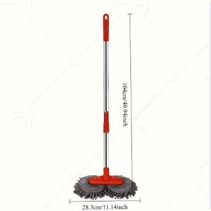 Chenni Dubbelkop Mop met Lange Steel - Duurzaam PP Materiaal, Auto Wasgereedschap, Krasvrije Reinigingsgereedschap, Stofverwijderingsset