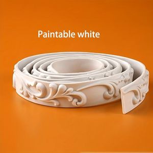 1 Rol 5 Meter Elegante Verfbaar Wit Zelfklevende Flexibele Lijst, 16.4 Voet - Makkelijk DIY Plak & Krijt Kroonontwerp voor Spiegelranden, TV Achtergronden & Muurdecoratie