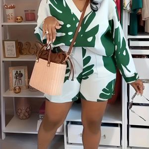 Casual Elegante Vakantie Gedrukte V-hals Jumpsuit