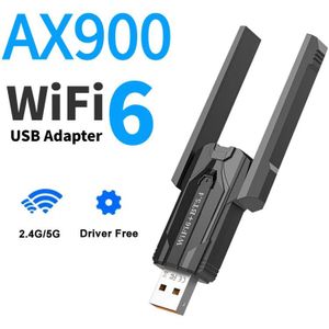 PC-Specifieke AX900 WiFi 6 USB-Adapter - Dual Band 2.4G/5G met Externe Antennes, Bluetooth 5.4 & Driver-Vrij voor Win10/