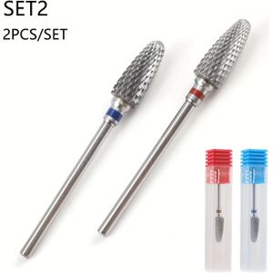 2 Stuks/set Professionele Karbid Nagelboorbits, 3/32" Kegel Voor Snelle En Veilige Acryl Gel Verwijdering - Manicure Pedicure Tool Set Voor Cuticle Reiniging, Middelste En Fijne