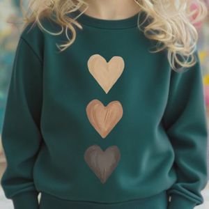 Meisjes 3+ Jaar Oversized Trui Sweatsuit - Zachte Ronde Hals Lange Mouwtrui met Hart Uitsparingen & Neutrale Tint (Beige/