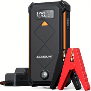 Acmount 23800mah Jump Power Pack, 3000a Current, Portable 12v Battery Booster With Jump Leads, Led Flashlight, Usb Type-c, Rechargeable Lithium Polymer, For Gas & Vehicles Up To 10l