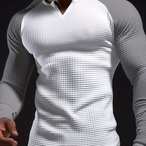 Mannen Casual Kleur Blok Lange Mouw T-shirt, Stijlvolle Sport Top