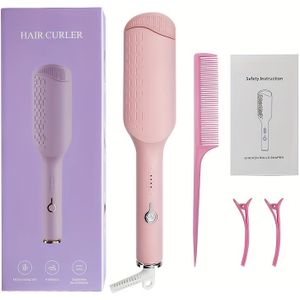 EU Standaard 32mm Krultang, Diepe U-vormige Styling Wand met 4 Warmte-instellingen & Snel Verwarmend voor Brede en Diepe Golven - Roze