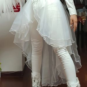 Glas Textuur Lange Rok Feestoutfit Eendelig Schort Ballet Dans Tule Jurk Midi Cosplay Kostuum met Sleep