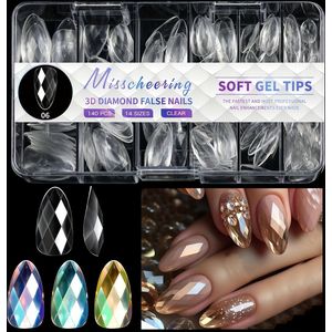 140pcs 3d Diamond Face Artificial Acrylic False Nail Tips Press On Nails