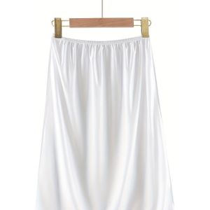 Women's Sleeveless Anti-slip Petticoat - White Polyester Lace Detail, , Lightweight & Breathable For Casual Attire