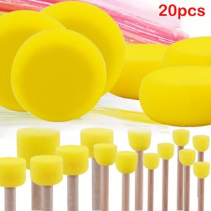 20 stuks Set van Cirkelvormige Sponsborstel Set, 5 Maten, DIY Schilderwerkstukken - Gele Craft Spons, Geschikt voor Gezichtsschilderkunst Clay Spons