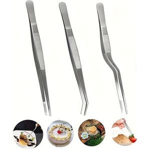 Extra Lange Keukenpincetten Zware Roestvrijstalen Kookpincetten, Set van 3
