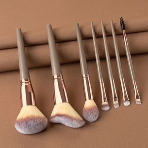 7-delige multifunctionele make-up kwastenset, draagbare set met losse kwast, bloskwast, wimperkwast en oogschaduwkwast schoonheidsgereedschap