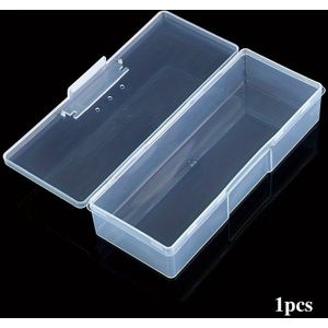 Heldere kunststof manicure gereedschapskist - Transparante nagelkunst organizer etui voor make-up kwasten, cosmetische accessoires opbergdoos met veilige sluiting.