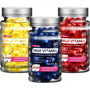3 Doosjes Haar Vitamin Serum Capsules (40 stuks), Verrijkt met Marokkaanse Olie, Haar Essentiële Olie, , Beschadigd, Onstuimig en Met Knopen, A C B5
