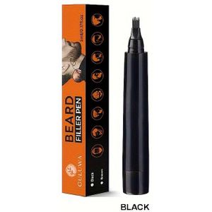 Pen voor het vullen van de baard van mannen, zwart baardpen, enkele en dubbele verpakking, geschikt voor baard, haarlijn, wenkbrauwvorm en kleurvulling, zweetbestendige baardmake-uppen.