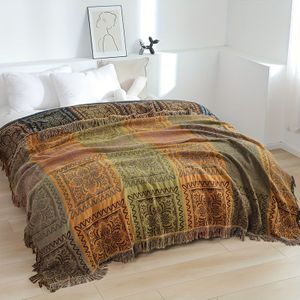 Bohemian Kwastjes Deken - Omkeerbare Lichtgewicht Bedovertrek voor de Zomer, Multicolor Paisley & Bloemenpatroon, All-Seizoen Bank- of Beddecoratie, Machinewasbaar, Deken voor Bed