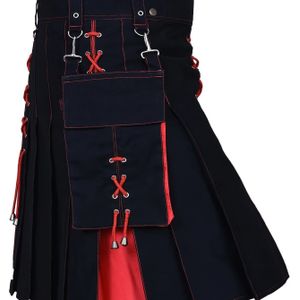 Heren Traditionele Kleurblokkering Schotse Stijl Geplooide Kilts, Retro Gotische Punk Stijl Rok Ierse Bruiloft Kleding Als Cadeau