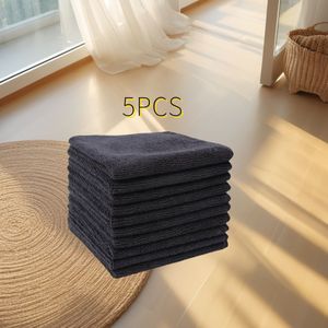 5-delige Premium Zwarte Handdoekenset, Ultra-Zachte Lichtbeige Microvezel Handdoeken, Zeer Absorberend en Snel Drogend, Geschikt voor Handen, Gym, Beauty, Spa en Thuis Haarverzorging