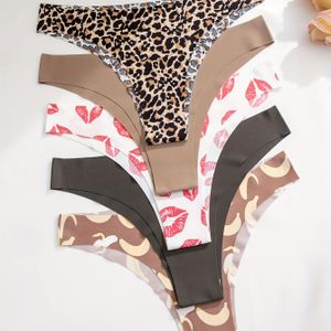 5st Sexy Laag-Rijgezicht Bikini Slipjes voor Vrouwen - Zacht & Comfortabel met Rode , Luipaard & Prints, Driehoekige Slipjes