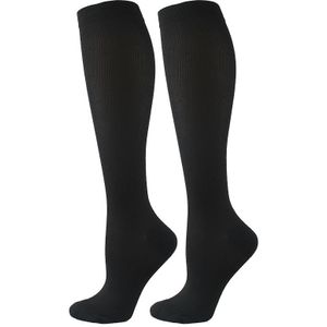 1 Paar Compressiekousen - Stevige Ondersteuningssokken voor &, Compressie, Hardlopen, Wandelen, Vliegsokken (Beige//Wit/Zwart/Marine) - Alleen Handwas, Nylon-Spandex voor & Spataderen