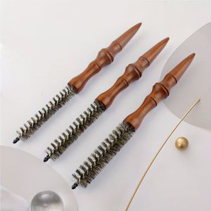 1st Mini Ronde Haarborstel voor Vrouwen - Borstel Styling Kam met Houten Handvat, Perfect voor & Krullen