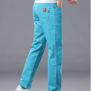 Heren Turquoise Blauwe Heavy-Duty Stretch Jeans - Washed Katoenachtige Broek in Turkooisblauw, Klassieke Regular Fit voor Alle Seizoenen, Machinewasbaar & Geschikt Voor Casual en Formele Outfits