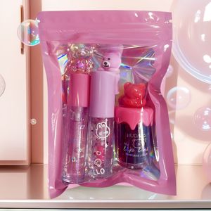 Schattige Lipgloss Glitter Kleurrijke Lippenbalsem 3st Natuurlijke Dagelijkse Basislaag Set Roze Serie - Lipverzorgingscadeau