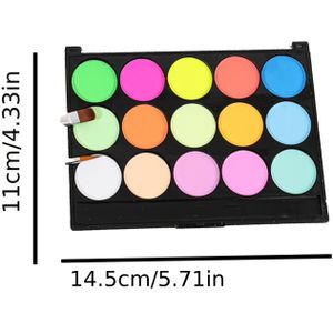 15-kleurig fluwelen gezichtsverfset, wateroplosbare vaste lichaamskunstverf voor opvoeringen, festivals, feesten, cosmetica - zwart, blauw, , roze, paarse pasta