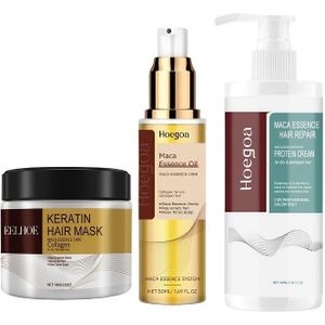 Ultieme Haarverzorgingsset: Keratine & Collageen Haarmasker, Marokkaanse Arganolie Essentie, Keratine Conditioner - Hydraterende Herstelling voor Alle Haartypes, Lichtgewicht Niet- Formule