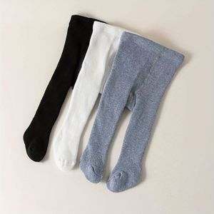 1/3 Paar Herfst/Winter Dikke Kinderpanty's, Warme Zachte Ademende Eenvoudige Veelzijdse Modieuze Kids Rand Sokken