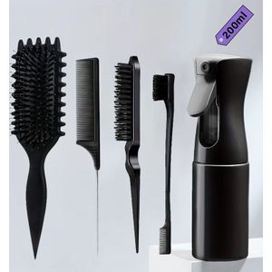 5-delige haarstylingset: Candy Krulhaarborstel Ratstaartkam Randcontroleborstel - Perfect voor salonkwaliteitresultaten