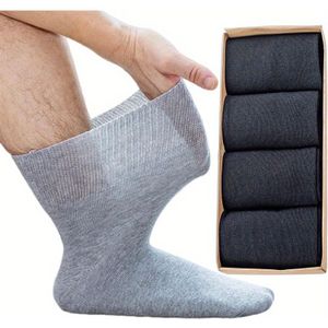 4-Pack Heren Diabetes Sokken, Naadloos, Geen Wrijving Manchet, Grote Maten