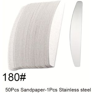 50-delige zandpapier- en stalen vijlset voor nagel- en huidverzorging, dubbelzijdig, duurzaam en afneembare lenzen voor gel polijsten, met vervangbare zandpapier en stalen vijl