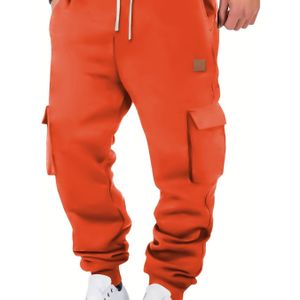 Veelzijdige casual broek voor heren voor lente en herfst - kleur, gebreid materiaal, met zakken, perfect passende elastische taille.