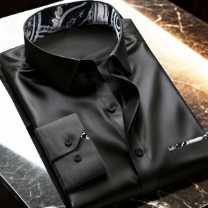 Heren Slim-Fit Sneldrogende Kreukbestendige Overhemd - Wit & Kraag Zakelijk Casual & Formele Kleding, Op Maat Gemaakte Knoopblouse, Wasmachinebestendig Kantoorhemd