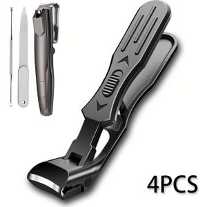 4-delige 360° Nagelknipper Set: Geschikt voor dikke teennagels van volwassenen en ouderen, brede hoek nagelknippers, zware niet-spat kniptangen, geschikt voor mannen en vrouwen
