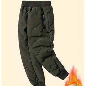 Dikke Fleece-Gevoerde Joggingbroeken voor Jongens - Warme Olijfgroene Casual Broek met Elastische Tailleband voor Herfst/Winter, Hardloopbroeken, Perfect voor Buiten