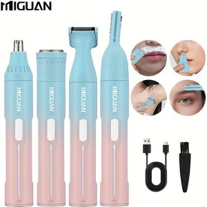 4-in-1 Professionele Verzorgingsset, USB Oplaadbare - en Oorhaartrimmer, Baard- en Wenkbrauwscheermes, Persoonlijke Verzorgingstools voor Vrouwen