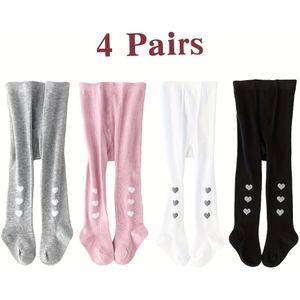 4 Paar Veelzijdige Baby Peuter Leggings Sokken – Kinder Meisje Tights voor Alle Seizoenen, School & Laagjes