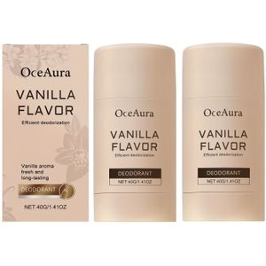 2-Pack OceAura Vanilla Flavor Deodorant Bars, Natuurlijke Frisse Bloemengeur, Unisex-Volwassen, Langdurige Lichaamsschoonmaak, Verfrissende Deodorant, 4.0oz Elk
