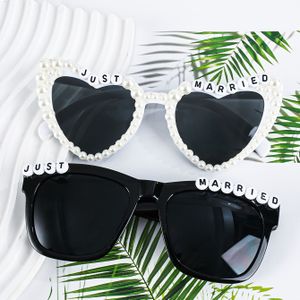 2 stuks Hartvormige Bruid en Bruidegom Brillen Set - Kunstmatig Ontwerp, Perfect voor Zwart-Wit Trouwfeest Accessoires, Bridal Shower Cadeaus, Romantische Foto Props, Essentiële Essentials