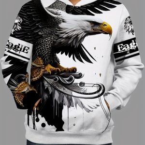 Heren 3D print hoodie - Casual polyester gebreide stof met lichte stretch - Regular fit hooded sweatshirt voor wandelen en buitenactiviteiten - Volwassen stijl voor lente/herfst