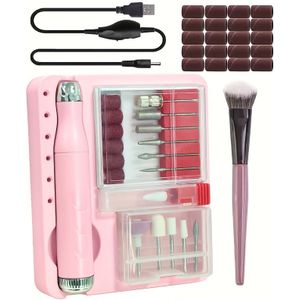 Cloud Prime Nagellakmachine USB Draadloos Bediening 20000 RPM 3-Snelheden Verstelbaar Nail Art Gereedschap met Kwast - Formaldehydevrij, Compact Reisetui & Accessoires (Helder Roze/Grijs/Blauw)