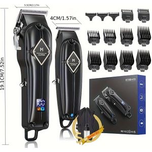 Professionele Haartrimmer en Clipper Set voor Mannen – Oplaadbaar, Draadloos, LED-display, Zero-Gap Broodtrimer – Ideaal Cadeau voor Mannen