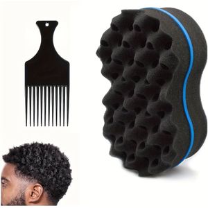 Haartwist Sponsborstel met Haarplukker voor Twists en Dreads Kapper Afro Golf Haargereedschap