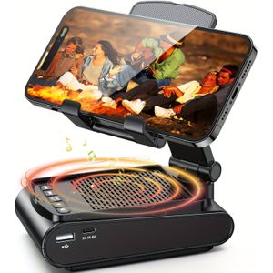 BABACOM Draagbare Draadloze Speaker met Telefoonhouder, [Draadloos 5.1] [ Sound] Verstelbaar & Opvouwbaar, 6U Speeltijd, Geschikt voor iPhone/iPad/Samsung